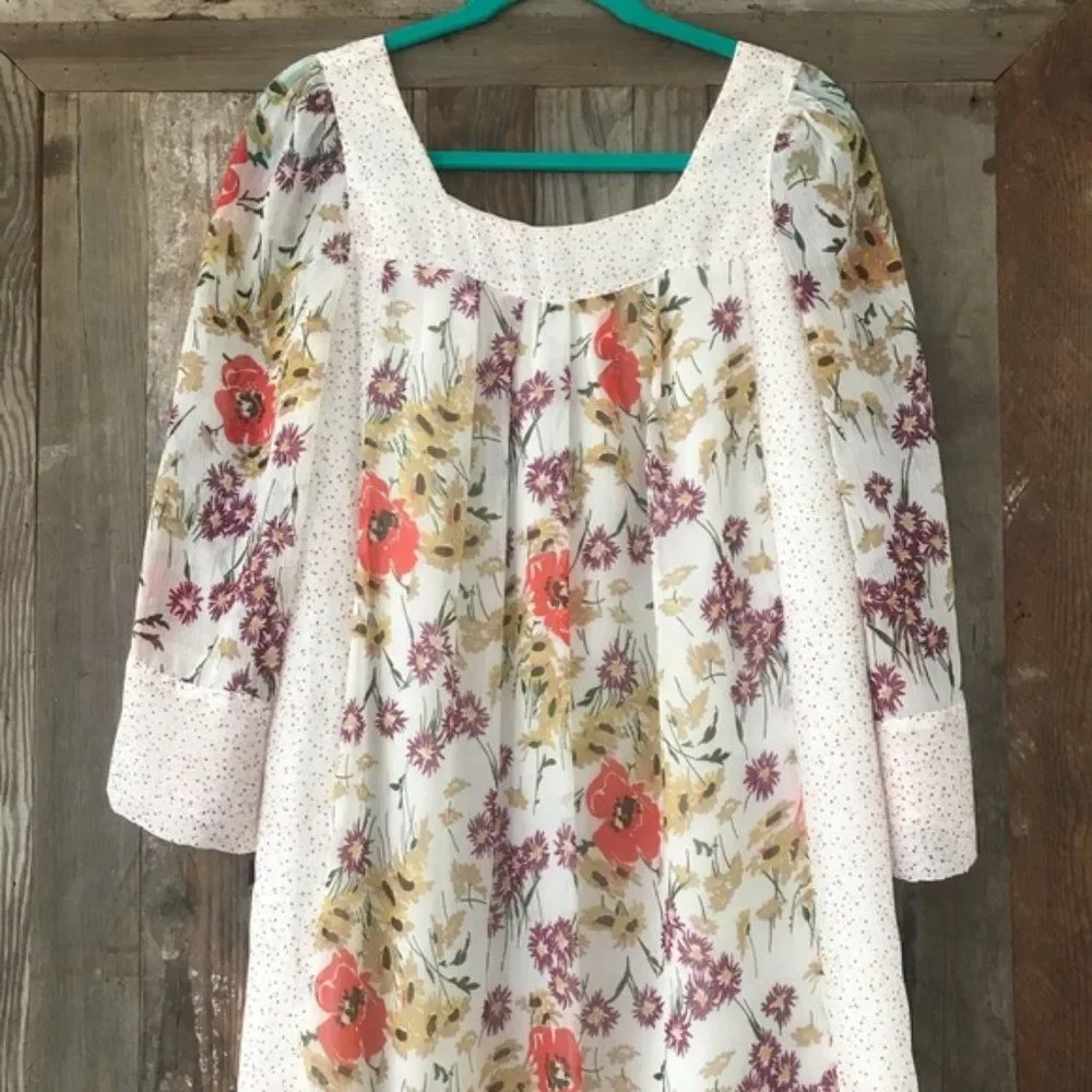 Jovovich Hawk Babydoll Dress White with Floral Print Size Small - Picture 2 of 5